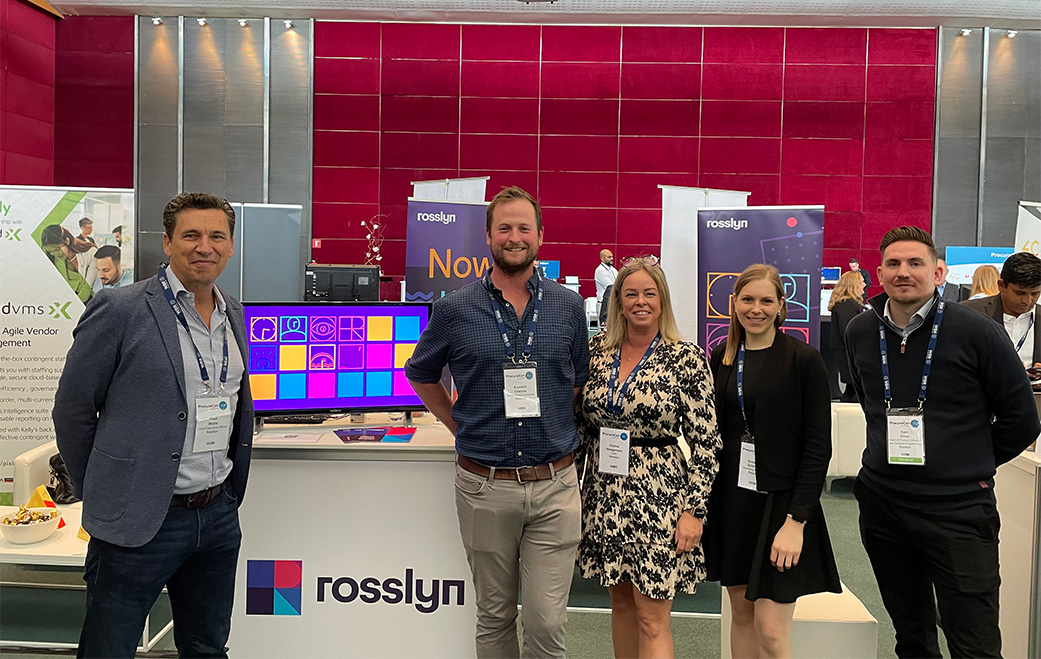 Rosslyn team members at the Rosslyn booth at ProcureConEU 2022 event