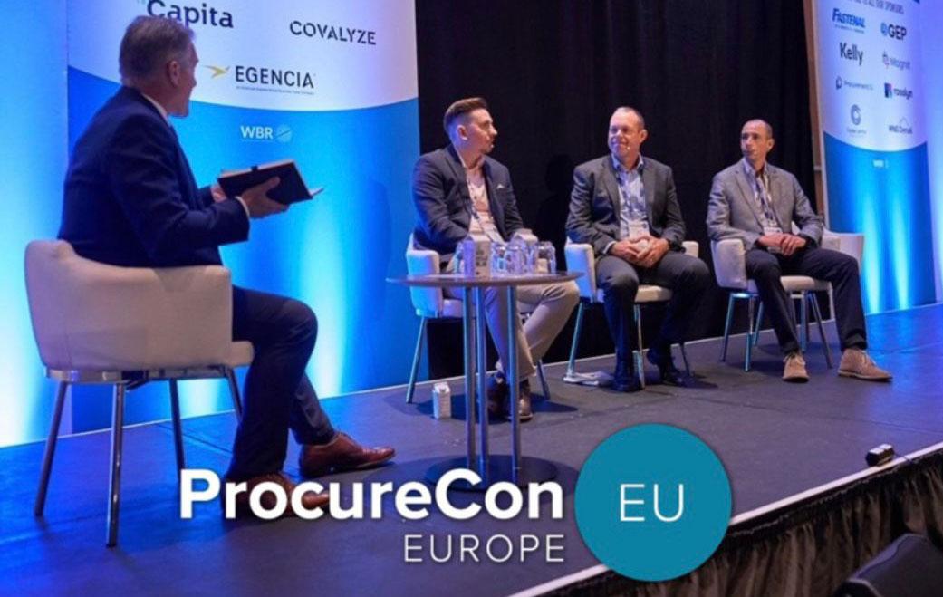 Four speakers on stage of the ProcureCon EU 2022 event